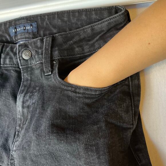 Aeropostale Men Skinny Jeans size 30 x 32 Black Mid Rise Stretch - Picture 7 of 12